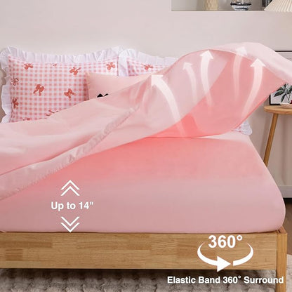 A Nice Night Bow Comforter Set,6 Piece Bed in a Bag with Comforter & Sheet Set,Chic Grid Bowknot Bedding Sets,Princess Themed Bed Sets for Kids Girls,Twin