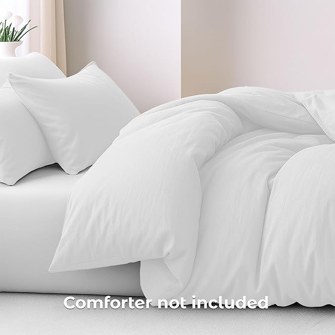 Pure Bedding Duvet Cover King Size - 3 Pieces Extra Soft Bedding Set, Includes 1 Duvet Cover 104x90 Inches with Zipper Closure & 2 Pillow Shams, Comforter Not Included, White