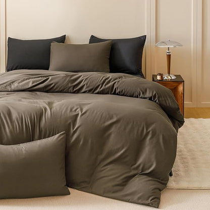 CLOTHKNOW Chestnut Brown California King Comforter Set Dark Brown Bedding Comforter Sets Soft Brown Comforter with 2 x Pillowcases