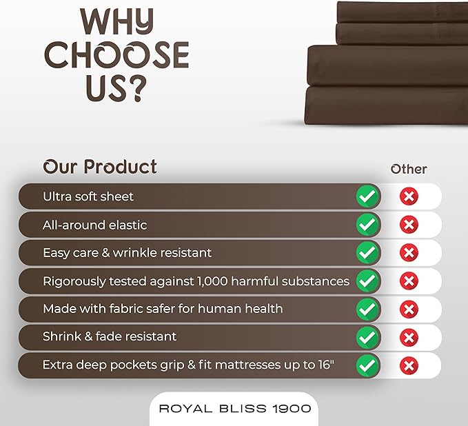 California King Sheet Sets – 4Pcs Cal King Bedding Set, Deep Pocket, Double Brushed Microfiber, Fade Resistant, Soft & Breathable Bed Sheets for Ultimate Comfort(Chocolate)