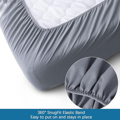 SPRINGSPIRIT Cot Sheets 30" x 75" x 9", 4 Piece Cot Sheet Set (2 Pack), Cot Size Fitted Sheets with Narrow Twin/Camp Bunk/Rvs Bunk/Guest Beds/Trifold Mattress, Grey