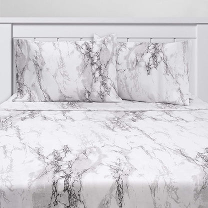1500 Supreme Collection Extra Soft Marble Print Sheet Set- Luxury Bed Sheets Set with Deep Pocket Wrinkle Free Bedding, Twin Size
