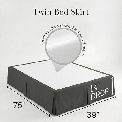 Southshore Fine Living, Inc. Hotel Quality Twin Bed Skirt - 15" Drop, Elegant Pleated Design, Premium Dust Ruffle/Twin Size Bed Skirt, Easy Care, Luxury Bed Skirt Twin Size, Slate