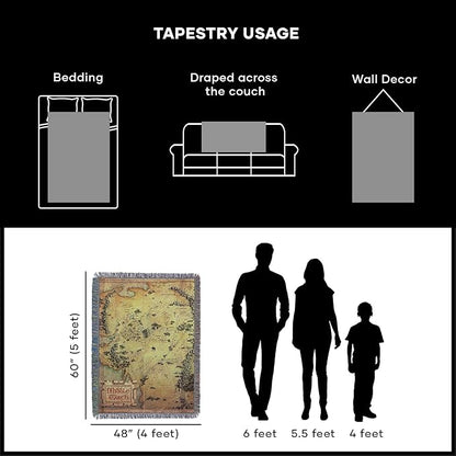 Northwest Lord Of The Rings - The Hobbit Woven Tapestry Throw Blanket, 48" x 60", Middle Earth