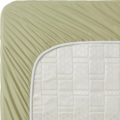 Clara Clark Bed Sheets, Premier 1800 Series 4 Piece Bed Sheet Set, Deep Pocket, Wrinkle, Fade, Stain Resistant, Luxury Soft Bedding Sheets & Pillowcases, Split King, Sage Green