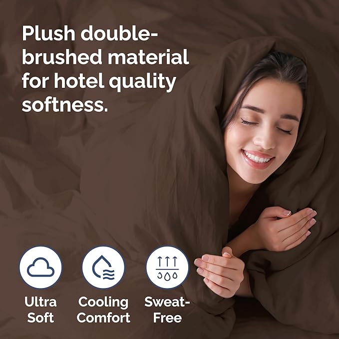 Duvet Cover Twin/Twin XL Size Set - Extra Soft Twin/Twin XL Duvet Cover 68" x 90" with 1 Pillow Sham - Hotel Luxury, Easy Care, Fade Free w/ Zipper Closures & Ties - Comfy, Cozy & Breathable (Brown)