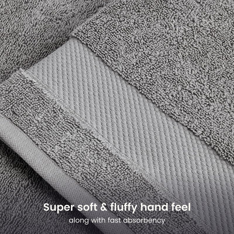 BIOWEAVES 100% Organic Cotton Bath Sheet Set of 2 | Soft Oversized Bath Towels | 700 GSM Premium Bath Towel Sheet Set GOTS Certified - Light Grey