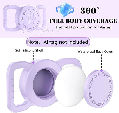 SANKALA Airtag Dog Collar Holder, Purple, 1 Pack | Silicone Full Body Covered, Anti-Lost Protective, Fits All Width Collars, for Apple AirTag(Gen 1 & 2), Signal Friendly