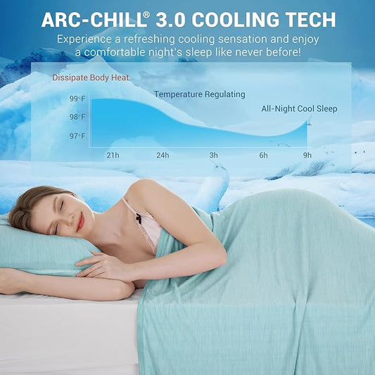Elegear Revolutionary Cooling Blanket Queen Absorbs Heat to Keep Body Cool for Night Sweats, Arc-Chill 3.0 Cool Fiber Q-Max>0.5 for Hot Sleepers, Lightweight Summer Cold Blankets for Sleeping, Green