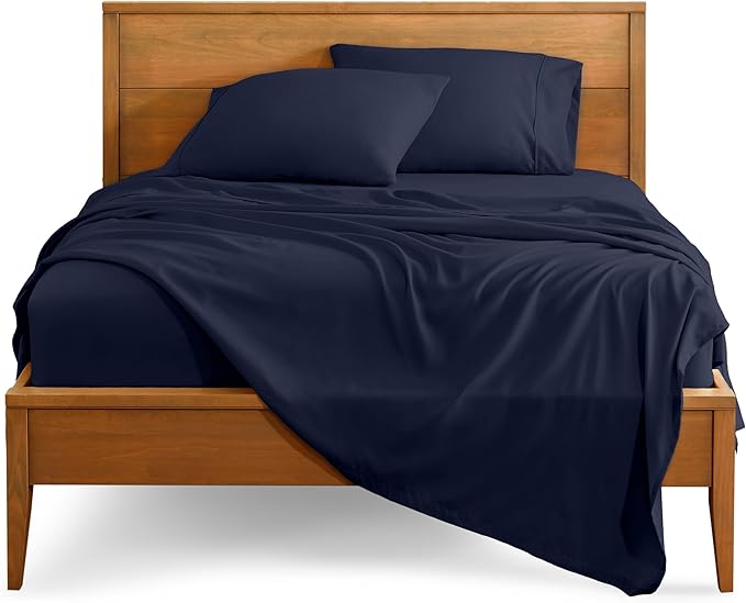 Bare Home Twin XL Sheet Set - 1800 Ultra-Soft Microfiber Twin Extra Long Bed Sheets - Double Brushed - Deep Pockets - Easy Fit - 3 Piece Set - Bedding Sheets & Pillowcases (Twin XL, Midnight Blue)