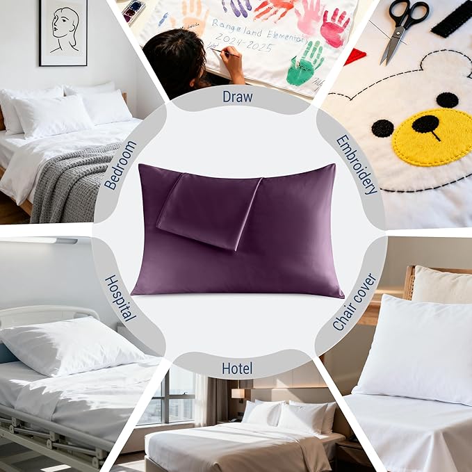 Pillowcases King 12 Pack, 20x36 Pillow Cases with Envelope Closure, Soft Plain Brushed Microfiber Covers Breathable Wrinkle-Resistant, Dark Purple