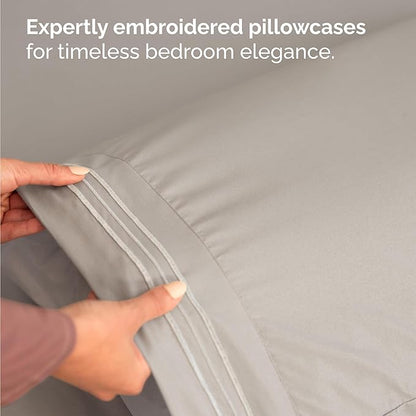 Bulk Case Pack of 16 Sheet Sets - (16) Complete Sheet Sets - Bulk Twin XL Bedding - Wholesale Case Pack for Hotels & Airbnbs - Deep Pocket & Wrinkle Free - Cooling & Breathable - Twin XL, Light Grey