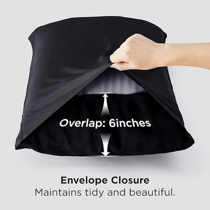Bedsure King Size Pillow Cases Set of 2, Cooling Pillow Cases King, Rayon Derived from Bamboo Black Pillowcases, PureWoven Silky Soft Cool Bedding Pillow Covers with Envelope Closure, 20x36 Inches