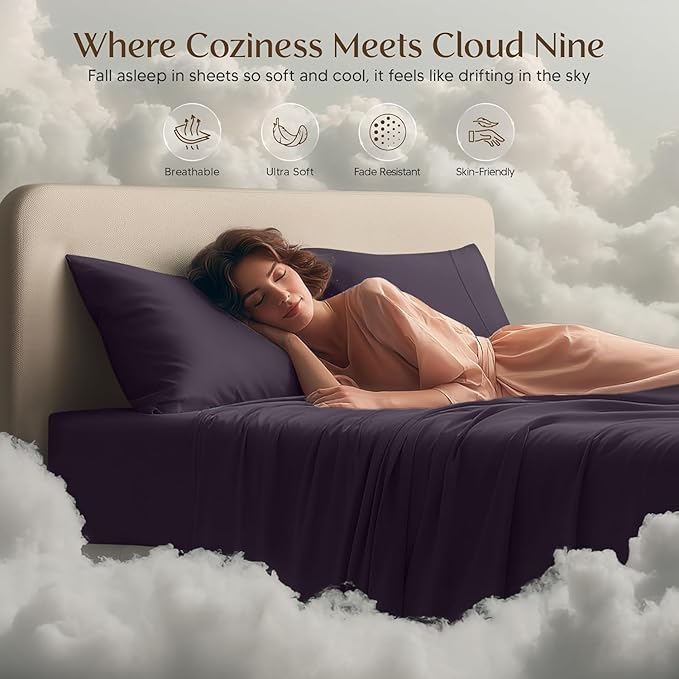 Utopia Bedding King Bed Sheets Set - 4 Piece Bedding - Brushed Microfiber - Shrinkage and Fade Resistant - Easy Care (King, Purple)