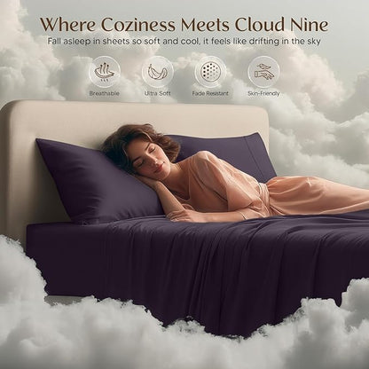 Utopia Bedding King Bed Sheets Set - 4 Piece Bedding - Brushed Microfiber - Shrinkage and Fade Resistant - Easy Care (King, Purple)