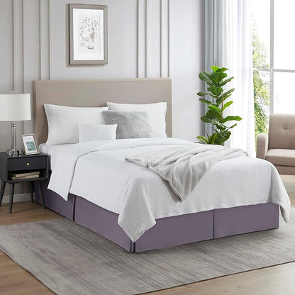 Nestl Grayish Purple Twin XL Bed Skirt - Twin XL Size Bed Skirt 14 Inch Drop - Brushed Microfiber Bed Skirts - Hotel Quality Pleated Bed Skirt - Shrinkage & Fade Resistant