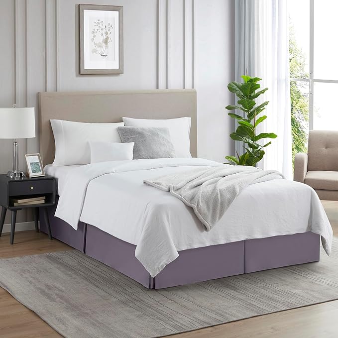 Nestl Grayish Purple Bed Skirt Queen Size - Queen Bed Skirt 14 Inch Drop - Brushed Microfiber Bed Skirts - Hotel Quality Pleated Bed Skirt - Shrinkage & Fade Resistant