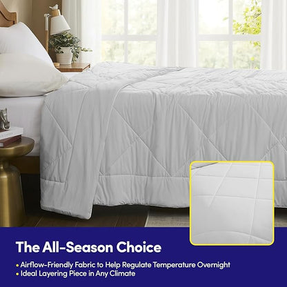 Oversized Cooling Comforter Twin/Twin XL – Reversible Diamond-Quilted Comforter for College Dorms – Lightweight Breathable Bed Blanket for Hot Sleepers, Night Sweats & College Students, Silver