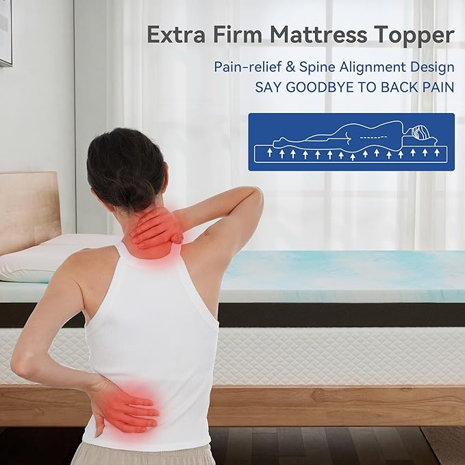 Extra Firm Mattress Topper Full Size 3 Inch, Pain Relieving Foam Bed Topper for Extra Support, Gel Memory Foam&High-Density Foam Mattress Pad, CertiPUR-US Certified