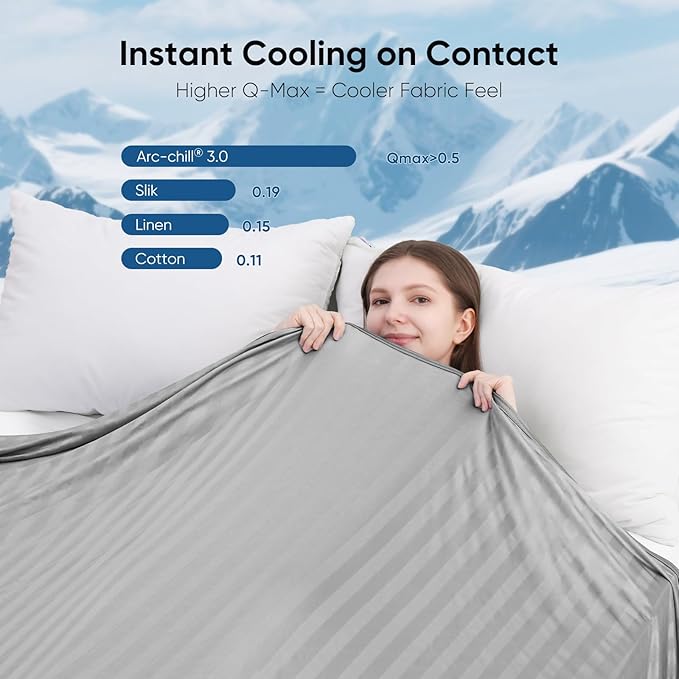 Elegear Revolutionary Cooling Throw Blanket, Absorbs Heat to Keep Body Cool for Night Sweats, Double Sided Arc-Chill3.0 Cooling Fiber Q-Max>0.5, Lightweight Summer Cold Blankets for Sleeping 51“ x 67”