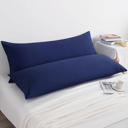 NTBAY Body Pillow Cases Set of 2, 2 Pack Brushed Microfiber 20x54 Pillow Cases, Soft, Wrinkle, Fade, Stain Resistant Navy Blue Pillow Cases with Envelope Closure, 20x54 Inches, Navy Blue