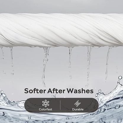 JELLYMONI Washed Cotton Duvet Cover - Off White, Full Size 80x90 Inches, 3-Piece Bedding Set with Button Closure, Includes 1 Duvet Cover & 2 Pillowcases (Comforter Not Included)
