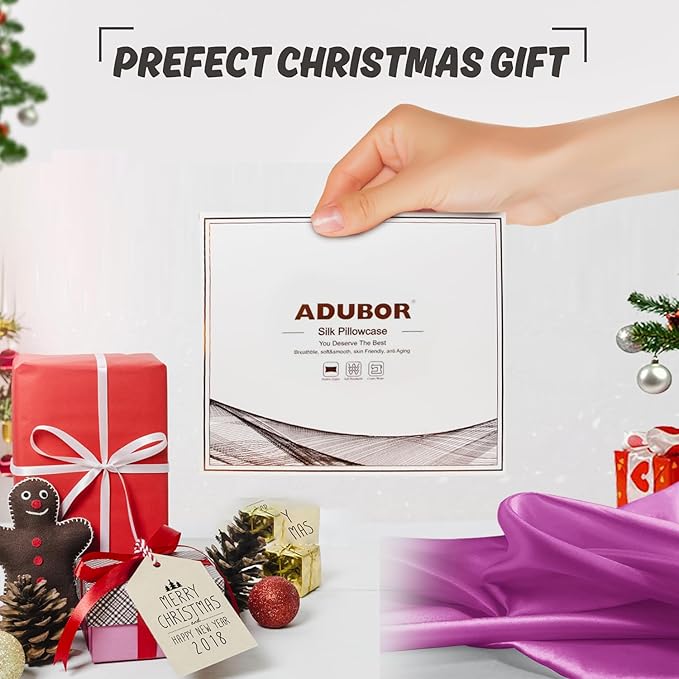 Adubor 100% Silk Pillowcase - Mulberry Silk Pillow Cases, 22 Momme 6A Grade Fibers, Silk Pillow Case for Hair and Skin Health, with Hidden Zipper (Queen 20''x30'', Dark Purple, 1PC)