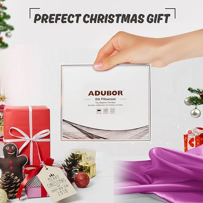 Adubor 100% Silk Pillowcase - Mulberry Silk Pillow Cases, 22 Momme 6A Grade Fibers, Silk Pillow Case for Hair and Skin Health, with Hidden Zipper (Queen 20''x30'', Dark Purple, 1PC)
