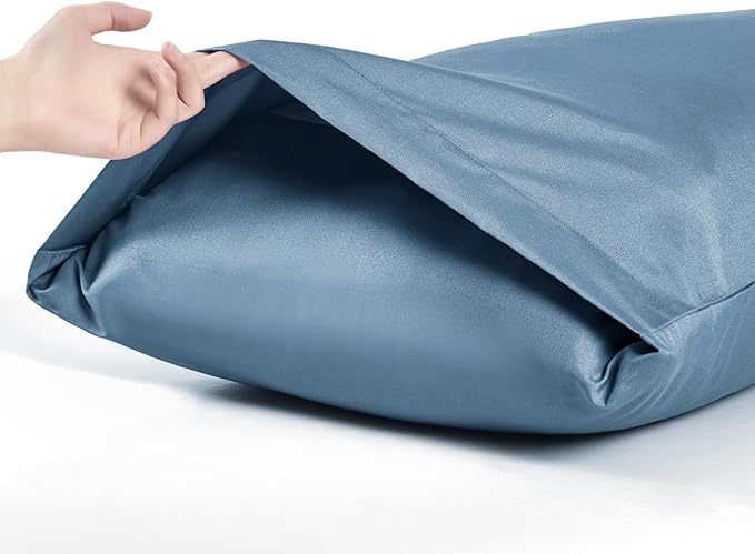 MILVOWOC 2Pcs Brushed Microfiber Queen Pillowcases - 20 x 30 Inch, Slate Blue Pillow Case Set Non Slip Envelope Pillow Cover with Moisture Absorption and Anti-Wrinkle