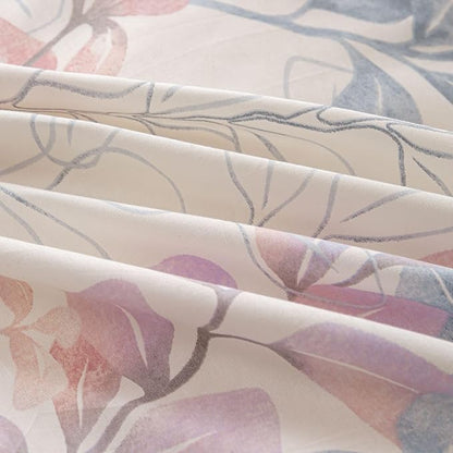 OAITE Duvet Cover Set Queen Size Floral Pattern Ultra Soft 100% Cotton Duvet Cover Sets 3-PC, Breathable Duvet Cover with Zipper Closure & Corner Ties(2 Pillow Shams,1 Duvet Cover)