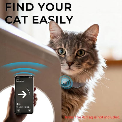 AirTag Cat Collar, Ultra Elastic Cat Tracker Collar (Brown) | Compatible with Apple Air Tag Holder, Lightweight, Scratch Resistant, Stepless Adjustable Pet Tracking Collars for Cat Kitten