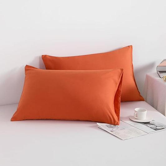 NTBAY King Pillowcase Set - 2 Pack Brushed Microfiber 20x36 Pillowcases - Soft, Wrinkle-Free, Fade-Resistant, Stain-Resistant, Brunt Orange Pillowcases with Envelope Closure - 20x36 Inches