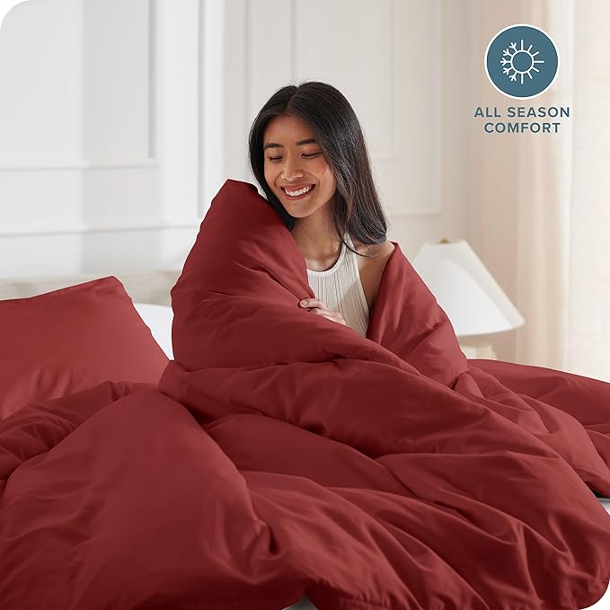 Bare Home Bedding Duvet Cover King Size - Premium 1800 Super Soft Collection - Lightweight, Cooling - Soft Breathable Bedding Duvet Cover (King, Rosewood)