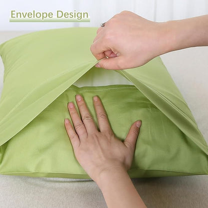 WINLIFE King Size Pillowcases Set of 2, 100% Cotton King Pillow Cases, 20×36 inches, Soft and Breathable Pillow Case Envelope, Apple Green