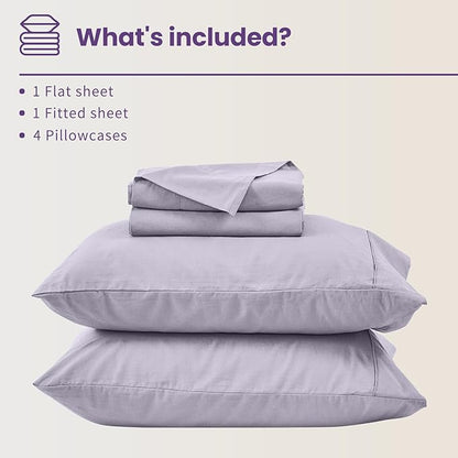 Bedlifes 100% French Flax Linen Sheets Set Queen Size - 6 Piece Extra Deep Pocket 18-24",Soft Breathable Queen Bed Sheets with Temperature Regulating & Moisture-Wicking(Lavender