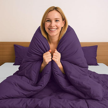 Pure Bedding Duvet Cover Twin/Twin XL Size - 2 Pieces Extra Soft Bedding Set, Includes 1 Twin Duvet Cover 68x90 Inches with Zipper Closure & 1 Pillow Sham, Comforter Not Included, Purple