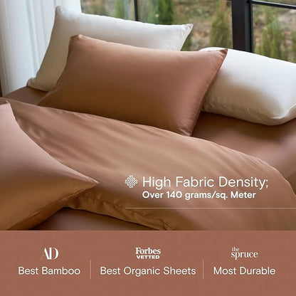 DOZ Sheet Set, 100% Viscose derived from Bamboo, Organically Grown, Buttery Soft, Cooling Sheets, High GSM, Deep Pockets - 2 Piece - 1 Pillowcase 1 Fitted Sheet (Clay, Twin)