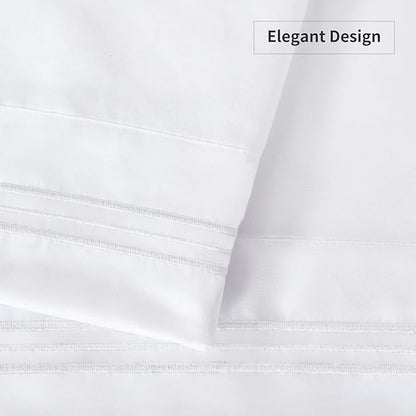 YIYEA King Pillow Cases Set of 4, Ultra Soft 1800TC Hotel Quality Double Brushed Microfiber Embroidered Pillowcases, Envelope Closure, Fade Resistant (20"x36", White)