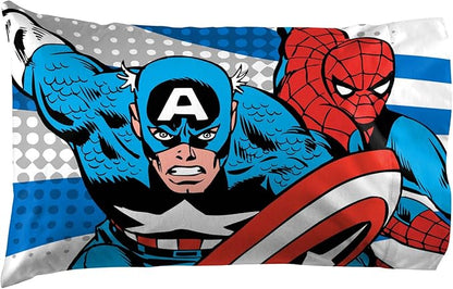 Jay Franco Marvel Avengers Comics Good Guys 5 Piece Full Bed Set, Blue