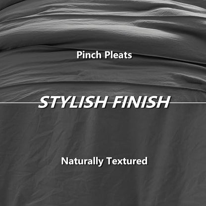 CozyLux Queen Comforter Set Dark Grey, 7 Pieces Soft Pinch Pleat Bed in a Bag Queen Comforter Set with Sheets, Boho Bed Set with Down Alternative Comforter, Sheets, Pillowcases & Shams