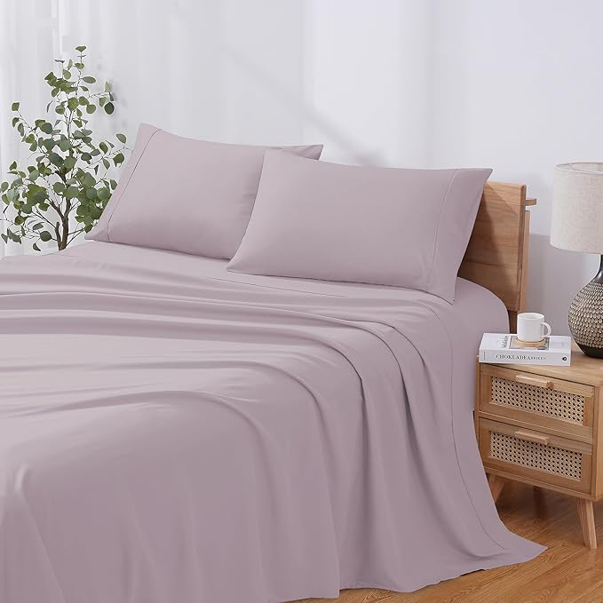 Modern Threads Soft Microfiber Solid Sheets - Luxurious Microfiber Bed Sheets - Includes Flat Sheet, Fitted Sheet with Deep Pockets, & Pillowcases Dusty Mauve Twin