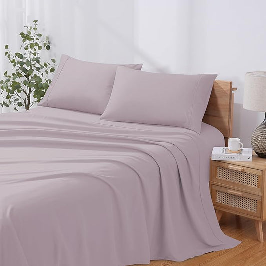 Modern Threads Soft Microfiber Solid Sheets - Luxurious Microfiber Bed Sheets - Includes Flat Sheet, Fitted Sheet with Deep Pockets, & Pillowcases Dusty Mauve Twin