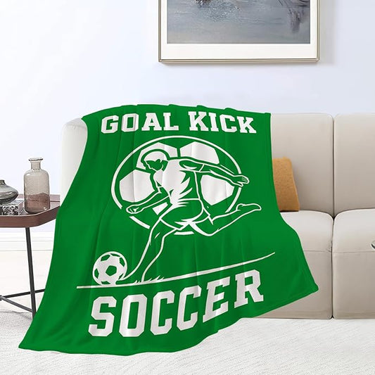 Soccer Blanket Super Soft Warm Fluffy Fleece Flannel Ball Sports Throw Blanket Cozy Fuzzy Plush Stuff Bedding Blankets Gifts for Teens Boys Kids Women Girls Adults 60"X50"