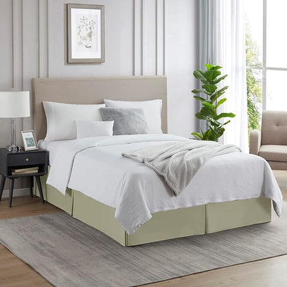 Nestl Green Twin XL Bed Skirt - Twin XL Size Bed Skirt 14 Inch Drop - Brushed Microfiber Bed Skirts - Hotel Quality Pleated Bed Skirt - Shrinkage & Fade Resistant