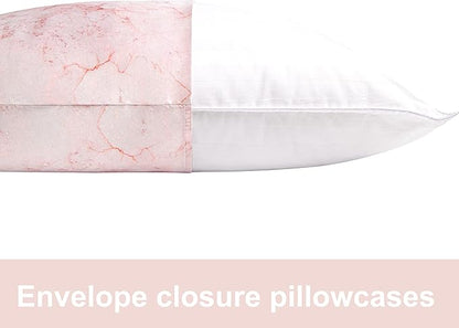 NTBAY 2 Pack Satin King Pillowcases for Hair and Skin, Luxurious and Silky Marbling Printed Pillow Cases with Envelope Closure, 20x36 Inches, Red