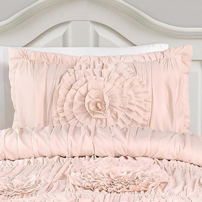 Lush Decor Serena Comforter Set, 2 Piece Set, Twin XL, Blush - Pink Bedding Set Twinxl - Cute Comforter Twin XL Size - Coquette Dorm Decor