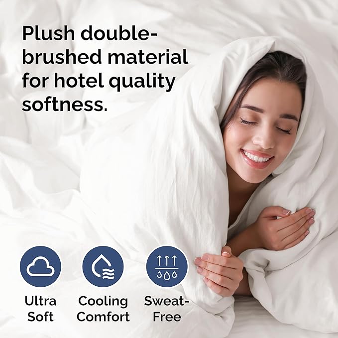 Duvet Cover Queen Size Set - Extra Soft Queen Duvet Cover 90" x 90" with 2 Pillow Shams - Hotel Luxury, Easy Care & Fade Free with Zipper Closures and Ties - Comfy, Cozy & Breathable (Antique White)
