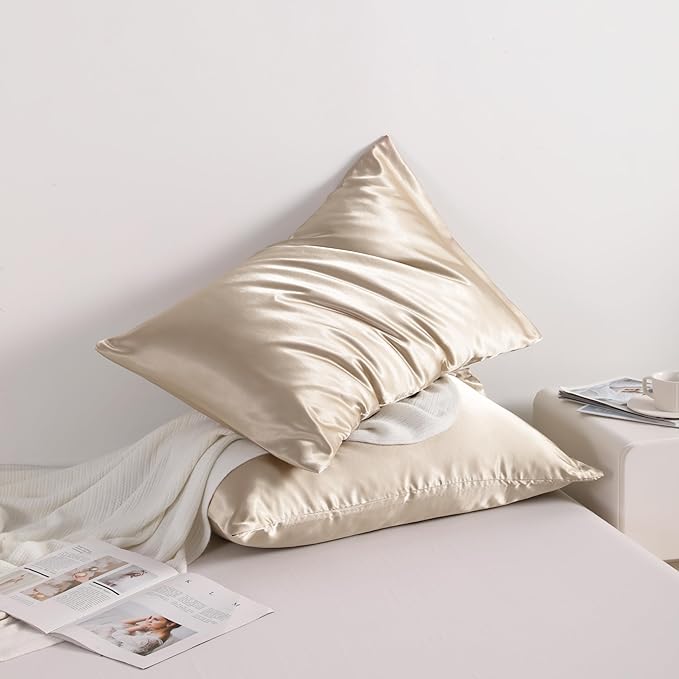 NTBAY 12 Pack Satin King Pillowcases for Hair and Skin, Luxurious and Silky Pillow Cases with Envelope Closure, 20 x 36 Inches, Taupe
