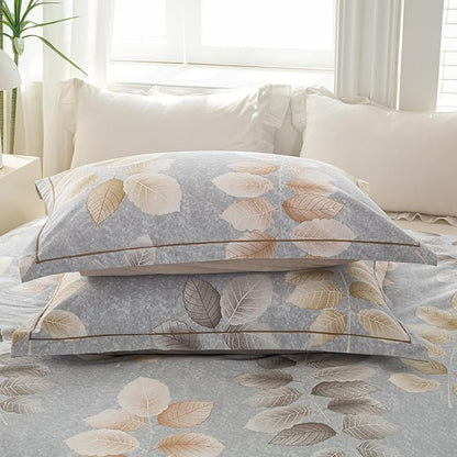 OAITE Duvet Cover Set Queen Size Floral Pattern 500 Thread Count Ultra Soft 100% Cotton Duvet Cover Sets 3-PC, Breathable Duvet Cover with Zipper Closure & Corner Ties