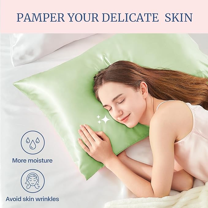 BEDELITE Satin Pillowcase for Hair and Skin, Super Soft Similar to Silk Pillow Cases 4 Pack with Envelope Closure, Cooling Pillowcases for Women Men (20"x26" Standard Size, Gleam)